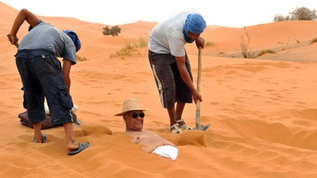 sand bathing in Merzouga - Toubkal trek